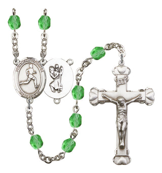 Saint Christopher and Track & Field Rosary with Peridot Beads