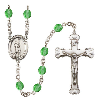 Silver-Plated 6mm Saint Sebastian/Lacrosse Rosary