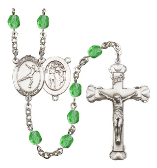 Saint Sebastian and Figure Skating Rosary with Peridot Beads