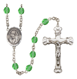 Silver Plated 6mm Fire Polished Our Lady of Lourdes Rosary in Peridot