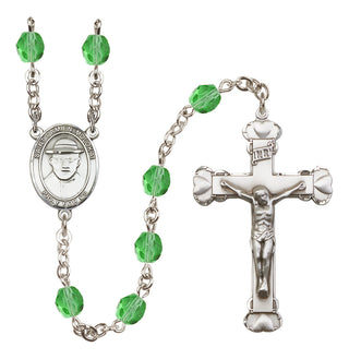 Silver-Plated 6mm Saint Damien of Molokai  Engraved Catholic Rosaries