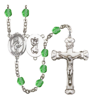 Saint Christopher and Tennis Rosary with Peridot Beads