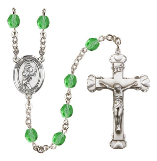 Silver-Plated 6mm Saint Christopher/Softball Rosary