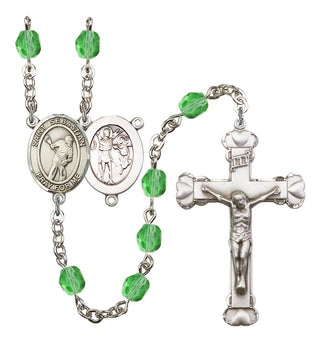 Saint Sebastian and Lacrosse Rosary with Peridot Beads