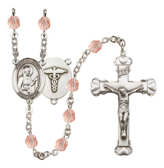 Silver-Plated 6mm Saint Camillus of Lellis / Nurse Rosary