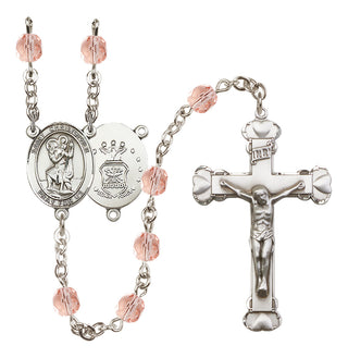 Silver-Plated 6mm Saint Christopher / Air Force Rosary