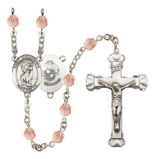 Silver-Plated 6mm Saint Christopher / Marines Rosary