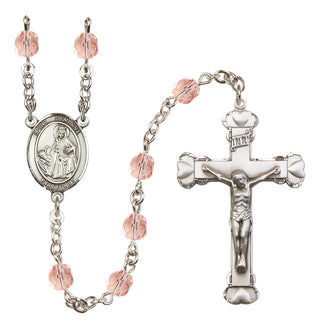 Silver-Plated 6mm Saint Dymphna  Engraved Catholic Rosaries