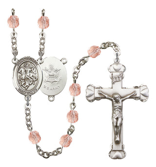 Saint George and Army Rosary with Pink Beads