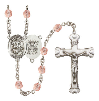 Silver-Plated 6mm Saint George / Navy Rosary