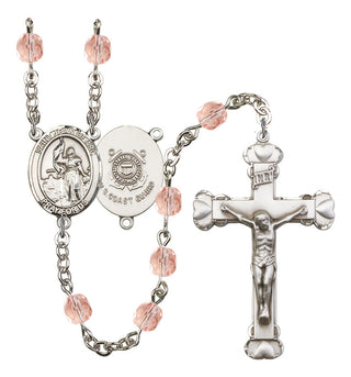 Saint Joan of Arc and Coast Guard Rosary with Pink Beads