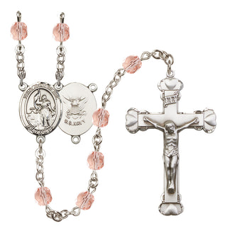 Silver-Plated 6mm Saint Joan of Arc / Navy Rosary