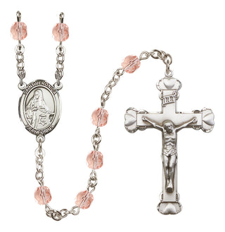 Silver Plated 6mm Fire Polished Saint Veronica Rosary in Pink