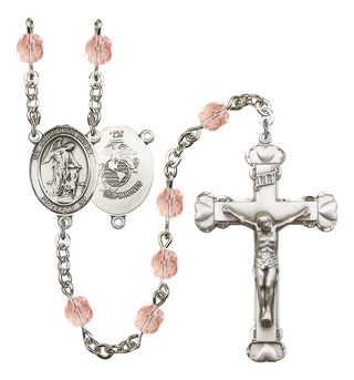 Guardian Angel and Marine Corp Rosary with Pink Beads