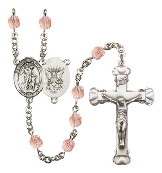 Guardian Angel and Navy Rosary with Pink Beads