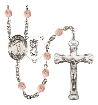 Saint Christopher and Golf Rosary with Pink Beads