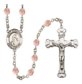 Silver-Plated 6mm Saint Sebastian/Basketball Rosary