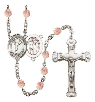 Saint Sebastian and Cheerleading Rosary with Pink Beads