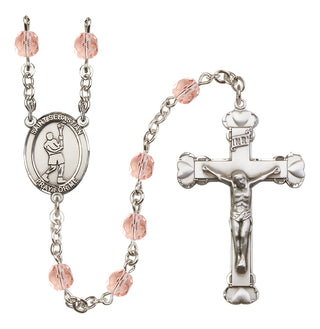 Silver-Plated 6mm Saint Sebastian/Lacrosse Rosary