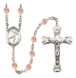 Silver-Plated 6mm Saint Sebastian/Figure Skating Rosary