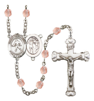 Saint Sebastian and Field Hockey Rosary with Pink Beads