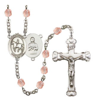 Saint Kateri and Equestrian Rosary with Pink Beads