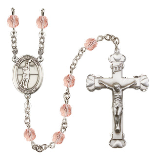 Silver-Plated 6mm Saint Sebastian / Volleyball Rosary