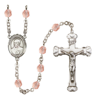 Silver-Plated 6mm Saint Ignatius of Loyola  Engraved Catholic Rosaries