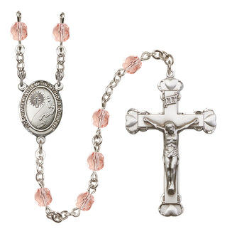Silver-Plated 6mm Footprints / Cross  Engraved Catholic Rosaries