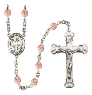 Silver-Plated 6mm Saint Maurus  Engraved Catholic Rosaries