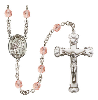 Silver-Plated 6mm Saint Aaron  Engraved Catholic Rosaries