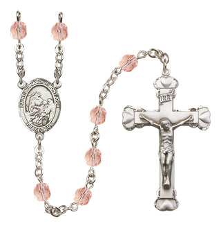 Silver Plated 6mm Fire Polished Saint Bernard of Montjoux Rosary in Pink