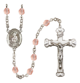 Silver-Plated 6mm Saint Christina the Astonishing  Engraved Catholic Rosaries