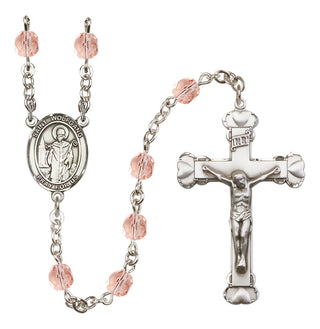 Silver Plated 6mm Fire Polished Saint Wolfgang Rosary in Pink