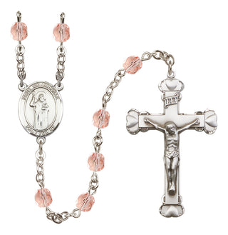 Silver-Plated 6mm Saint Columbkille  Engraved Catholic Rosaries