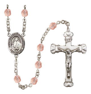 Silver Plated 6mm Fire Polished Saint Maria Bertilla Boscardin Rosary in Pink