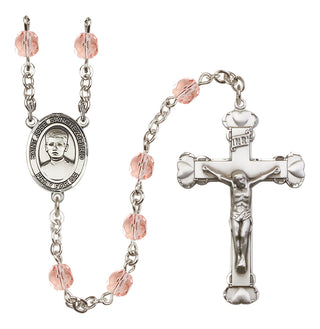 Silver-Plated 6mm Saint Jose Sanchez del Rio  Engraved Catholic Rosaries