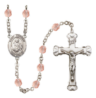 Silver Plated 6mm Fire Polished Saint Norbert of Xanten Rosary in Pink