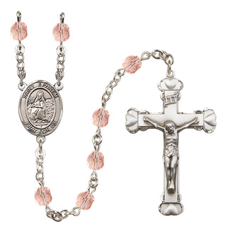 Silver Plated 6mm Fire Polished Saint Ephrem Rosary in Pink