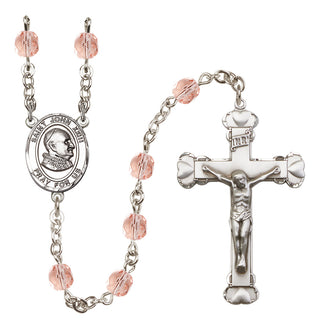 Silver Plated 6mm Fire Polished Saint John Xxiii Rosary in Pink