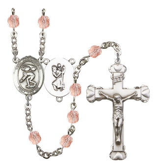 Saint Christopher and Swimming Rosary with Pink Beads