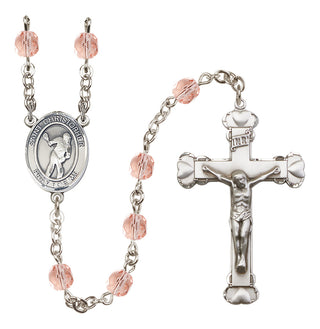 Silver-Plated 6mm Saint Christopher/Lacrosse Rosary