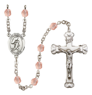 Silver-Plated 6mm Saint Sebastian /Track&Field-Men Rosary