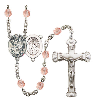 Saint Sebastian and Karate Rosary with Pink Beads