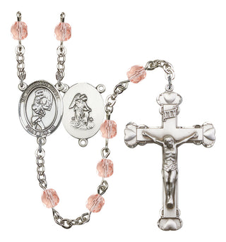 Softball and Guardian Angel Rosary with Pink Beads