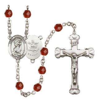 Silver-Plated 6mm Saint Christopher / Army Rosary