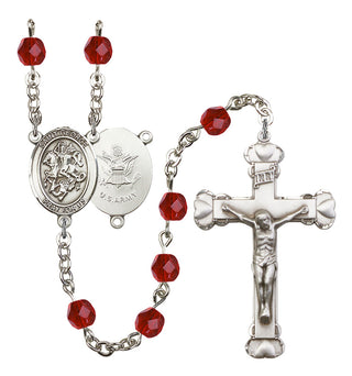 Saint George and Army Rosary with Ruby Beads