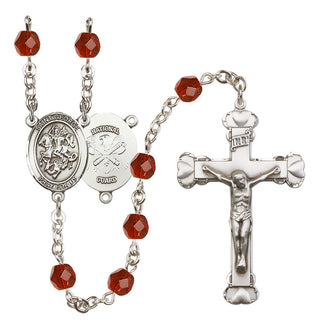 Silver-Plated 6mm Saint George / Nat'l Guard Rosary