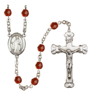 Silver-Plated 6mm Saint Justin  Engraved Catholic Rosaries