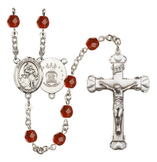 Silver Plated 6mm Fire Polished Saint Joan of Arc / Air Force Rosary in Ruby